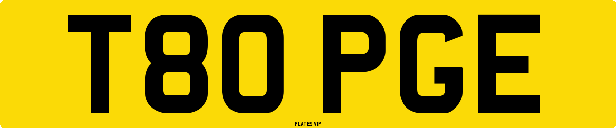 T80 PGE Number Plate