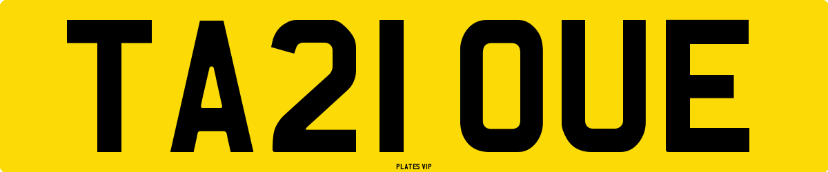 TA21 OUE Number Plate