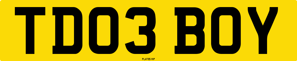 TD03 BOY Number Plate