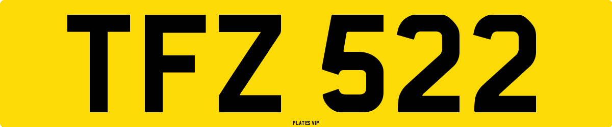 TFZ 522 Number Plate