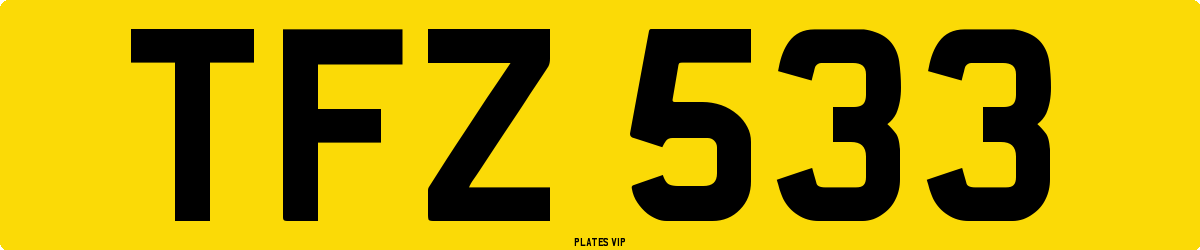 TFZ 533 Number Plate
