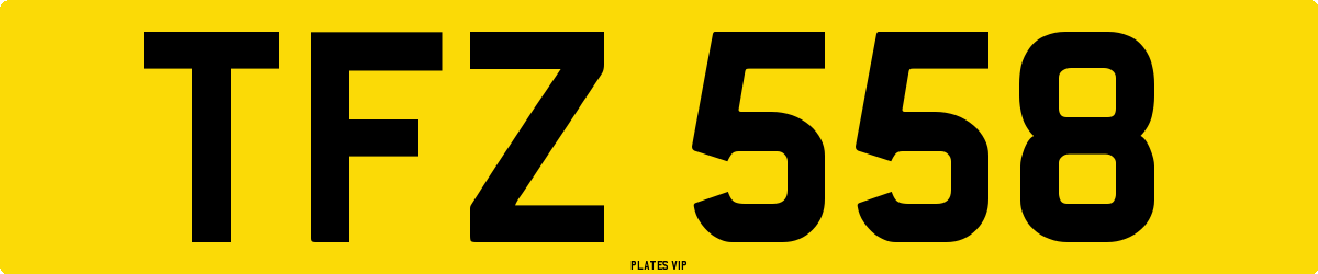 TFZ 558 Number Plate