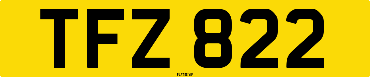 TFZ 822 Number Plate