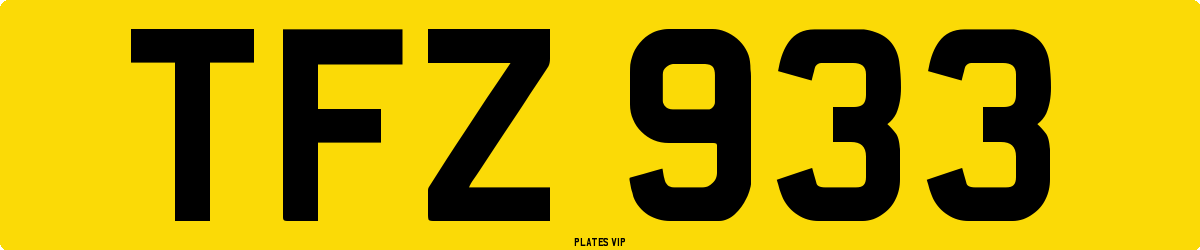 TFZ 933 Number Plate