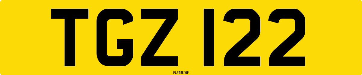 TGZ 122 Number Plate