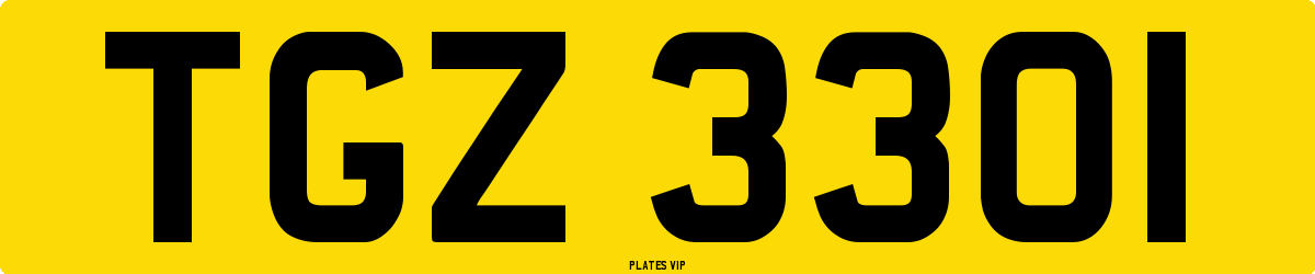 TGZ 3301 Number Plate