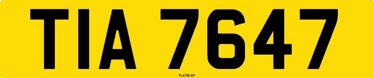TIA 7647 Number Plate