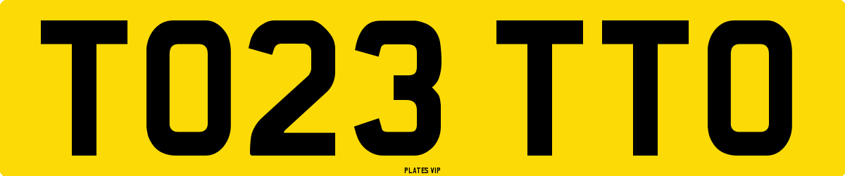 TO23 TTO Number Plate