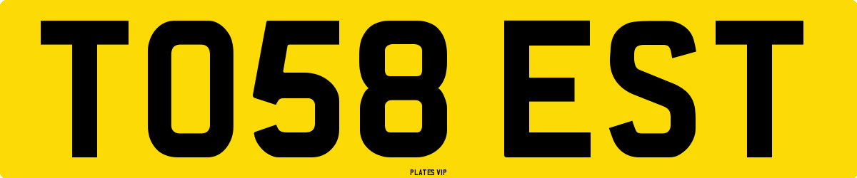 TO58 EST Number Plate