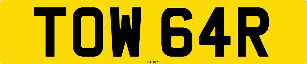TOW 64R Number Plate