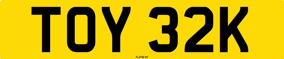 TOY 32K Number Plate