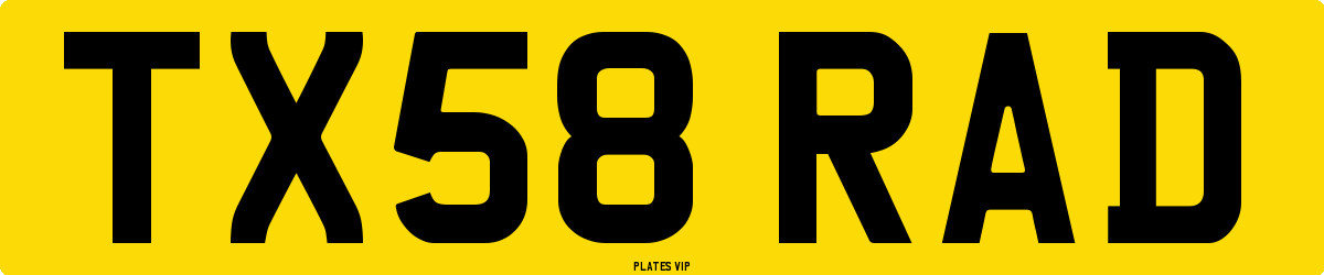 TX58 RAD Number Plate