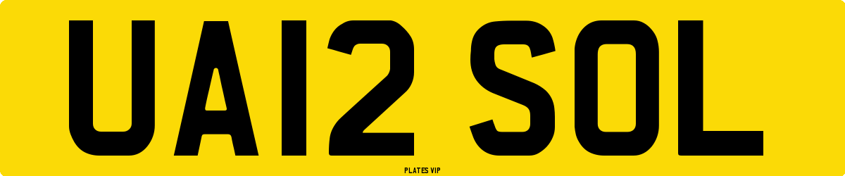 UA12 SOL Number Plate