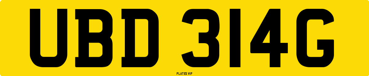 UBD 314G Number Plate