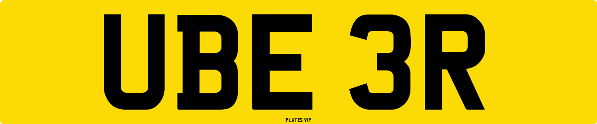 UBE 3R Number Plate
