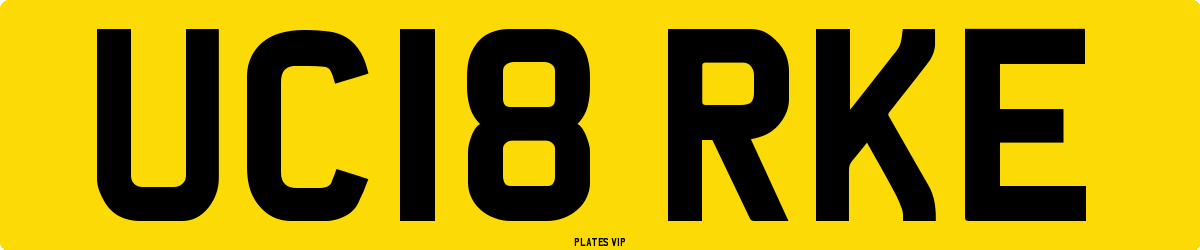 UC18 RKE Number Plate