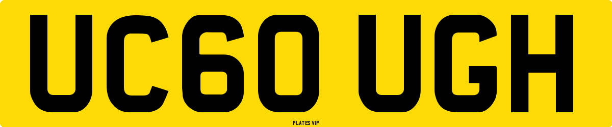 UC60 UGH Number Plate