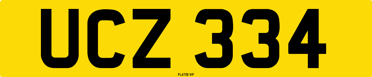 UCZ 334 Number Plate