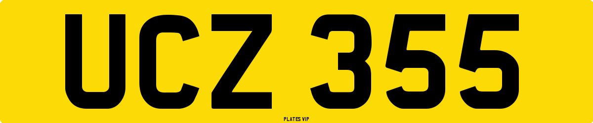 UCZ 355 Number Plate