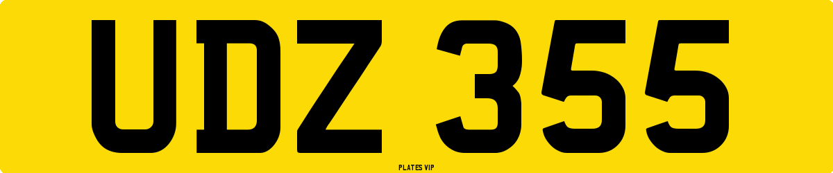 UDZ 355 Number Plate