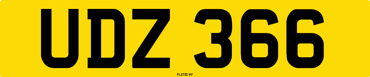 UDZ 366 Number Plate