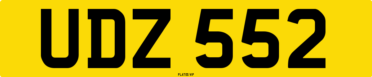 UDZ 552 Number Plate