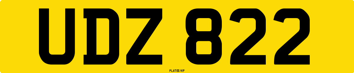 UDZ 822 Number Plate