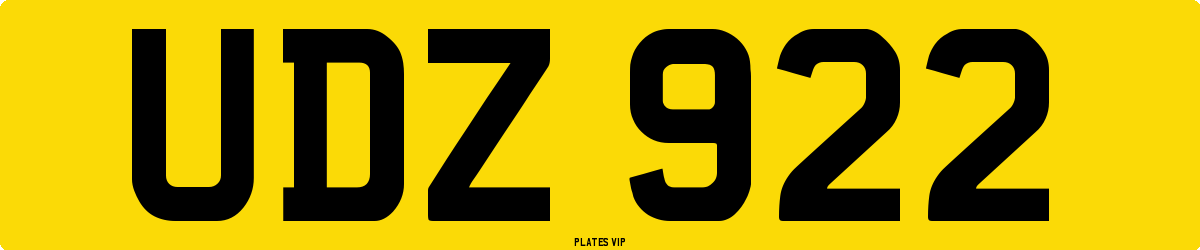 UDZ 922 Number Plate