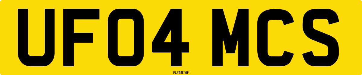 UF04 MCS Number Plate