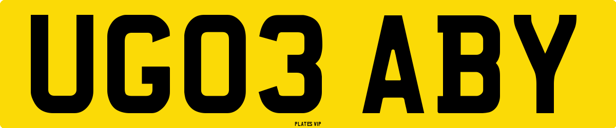 UG03 ABY Number Plate