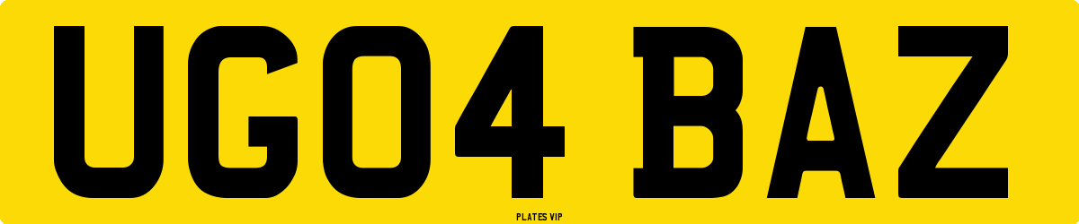UG04 BAZ Number Plate