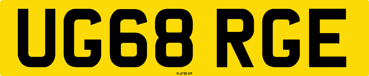 UG68 RGE Number Plate