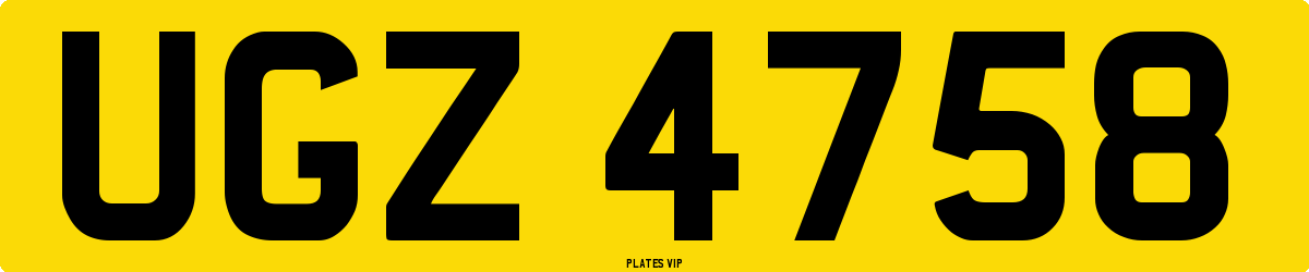 UGZ 4758 Number Plate