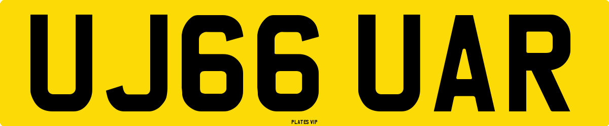 UJ66 UAR Number Plate