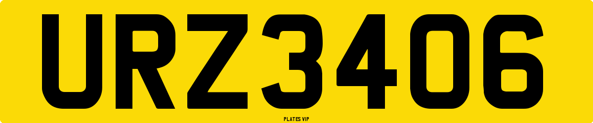 URZ3406 Number Plate