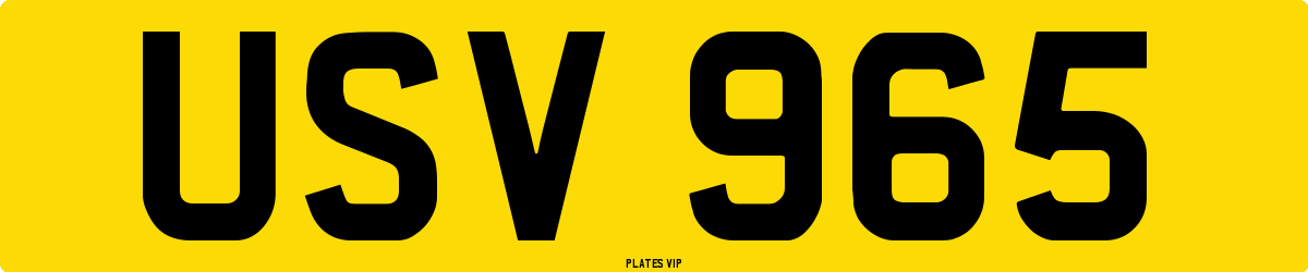 USV 965 Number Plate