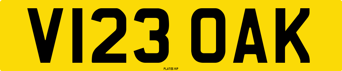V123 OAK Number Plate