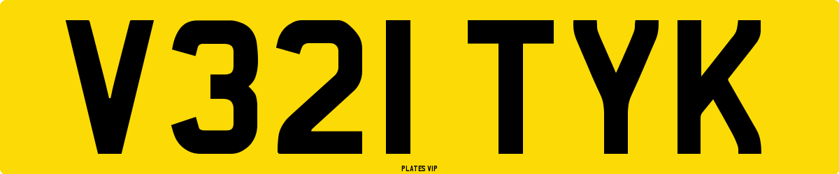 V321 TYK Number Plate