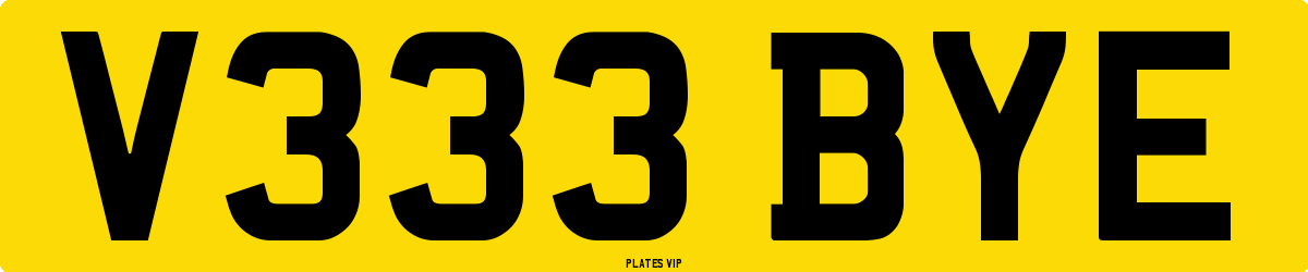V333 BYE Number Plate