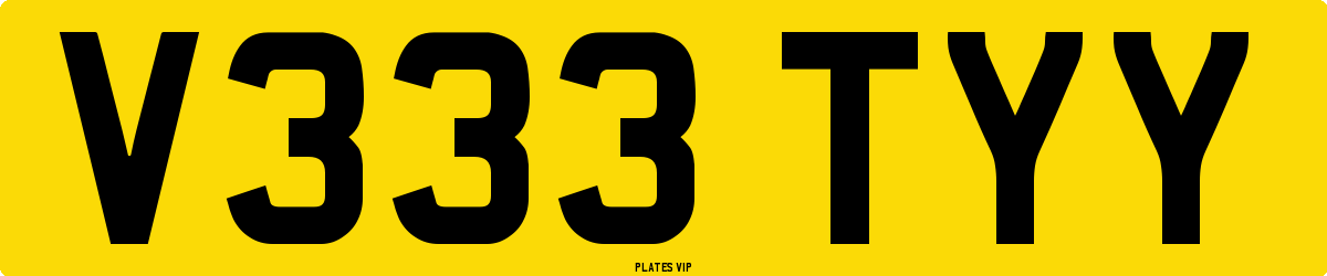 V333 TYY Number Plate