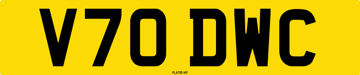 V70 DWC Number Plate
