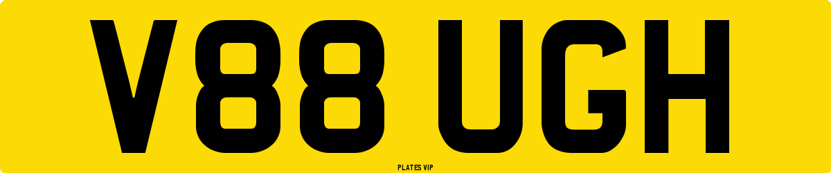 V88 UGH Number Plate