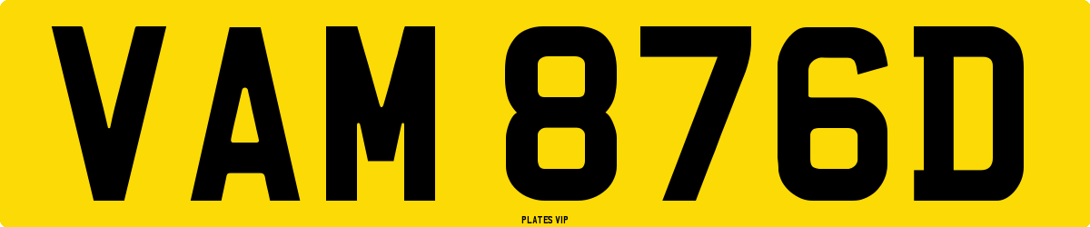 VAM 876D Number Plate