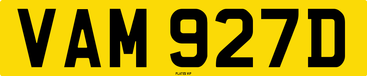 VAM 927D Number Plate