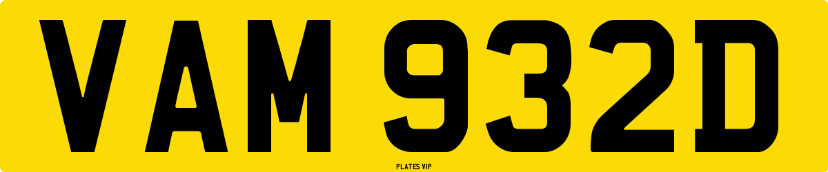 VAM 932D Number Plate