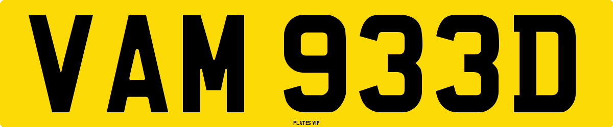 VAM 933D Number Plate