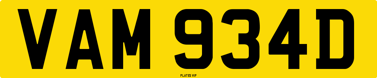 VAM 934D Number Plate
