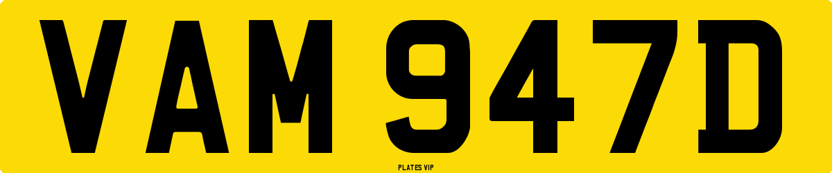 VAM 947D Number Plate