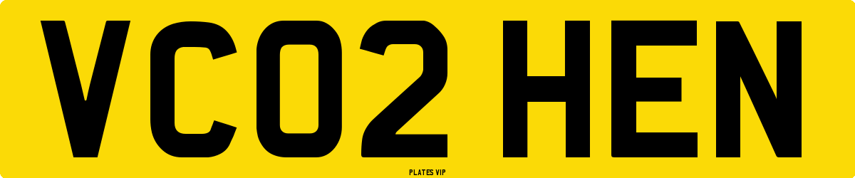 VC02 HEN Number Plate