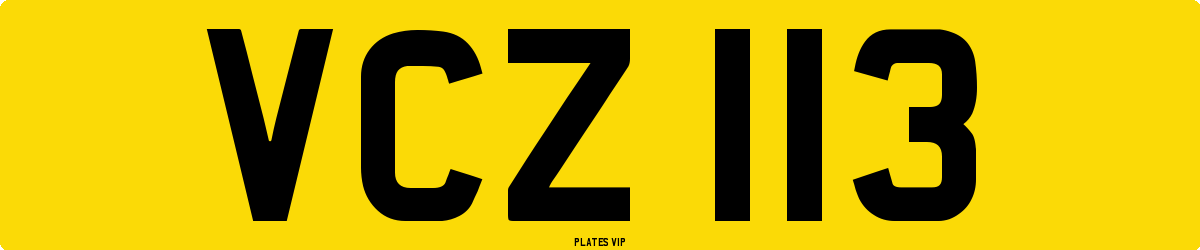 VCZ 113 Number Plate